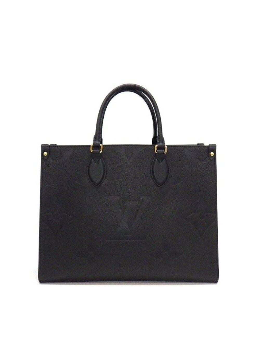 Louis Vuitton Tote on the Go MM Black Monogram Empreinte Leather Gold